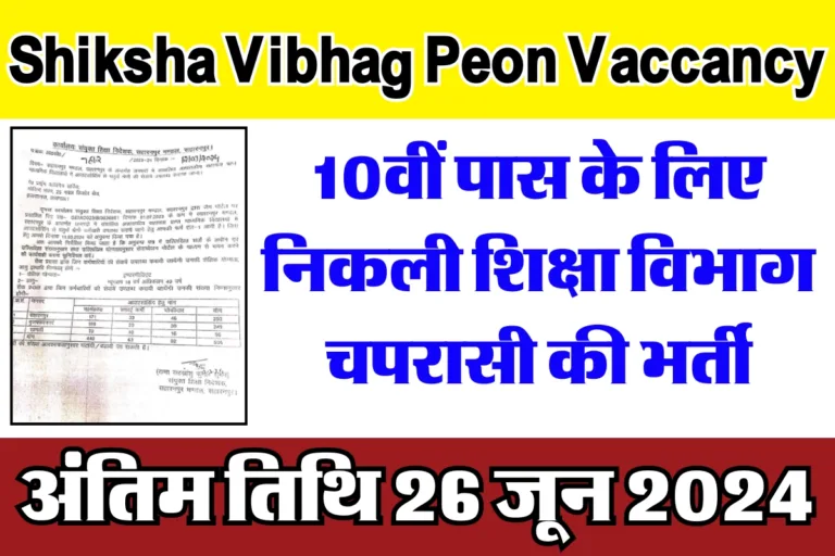 Shiksha Vibhag Peon Vaccancy 2024